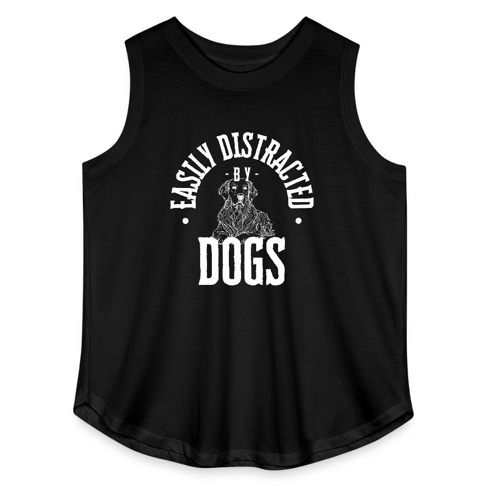 Easily Distractred By Dogs - Women's Curvy Relaxed Tank Top - black