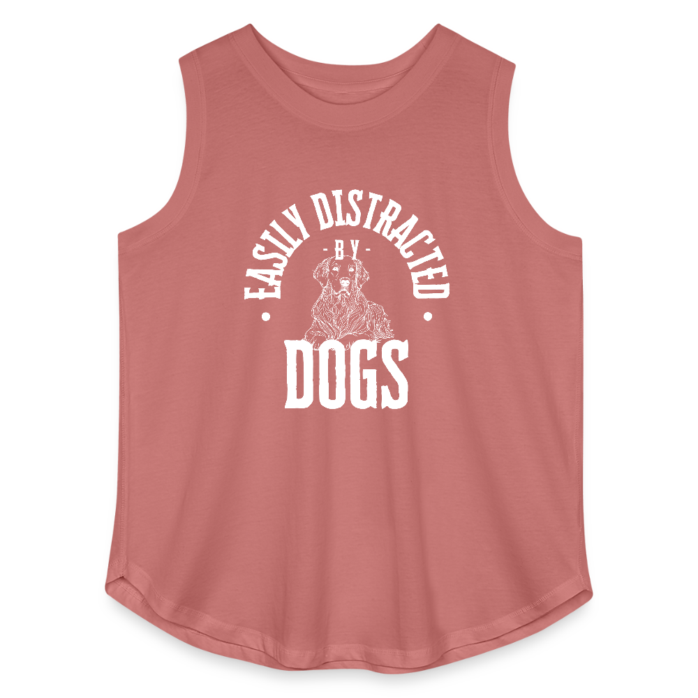 Easily Distractred By Dogs - Women's Curvy Relaxed Tank Top - mauve