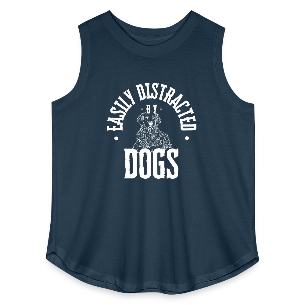 Easily Distractred By Dogs - Women's Curvy Relaxed Tank Top - denim